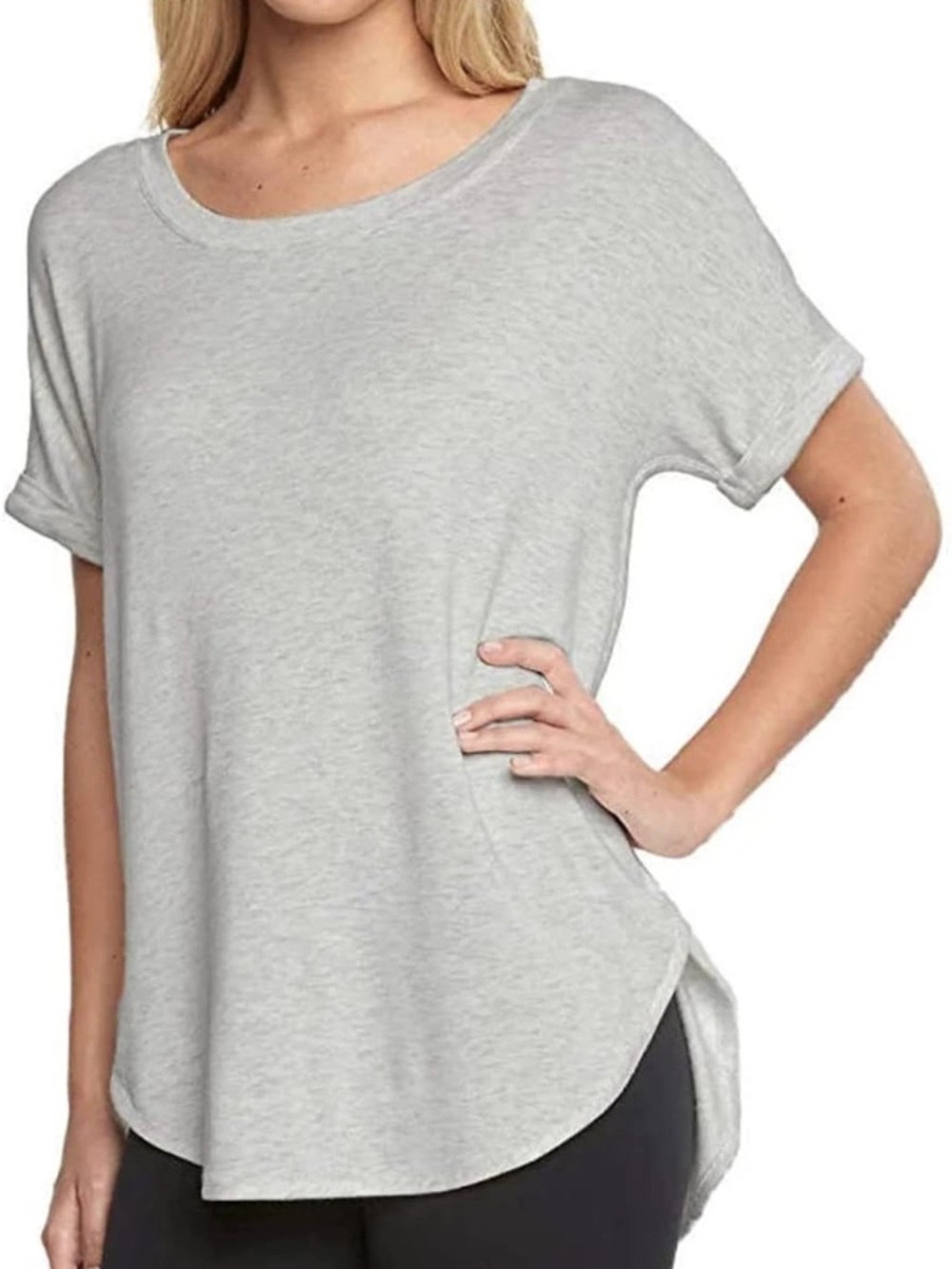 Small Lou & Grey Heather Gray Cuffed Tunic Loungewear Top